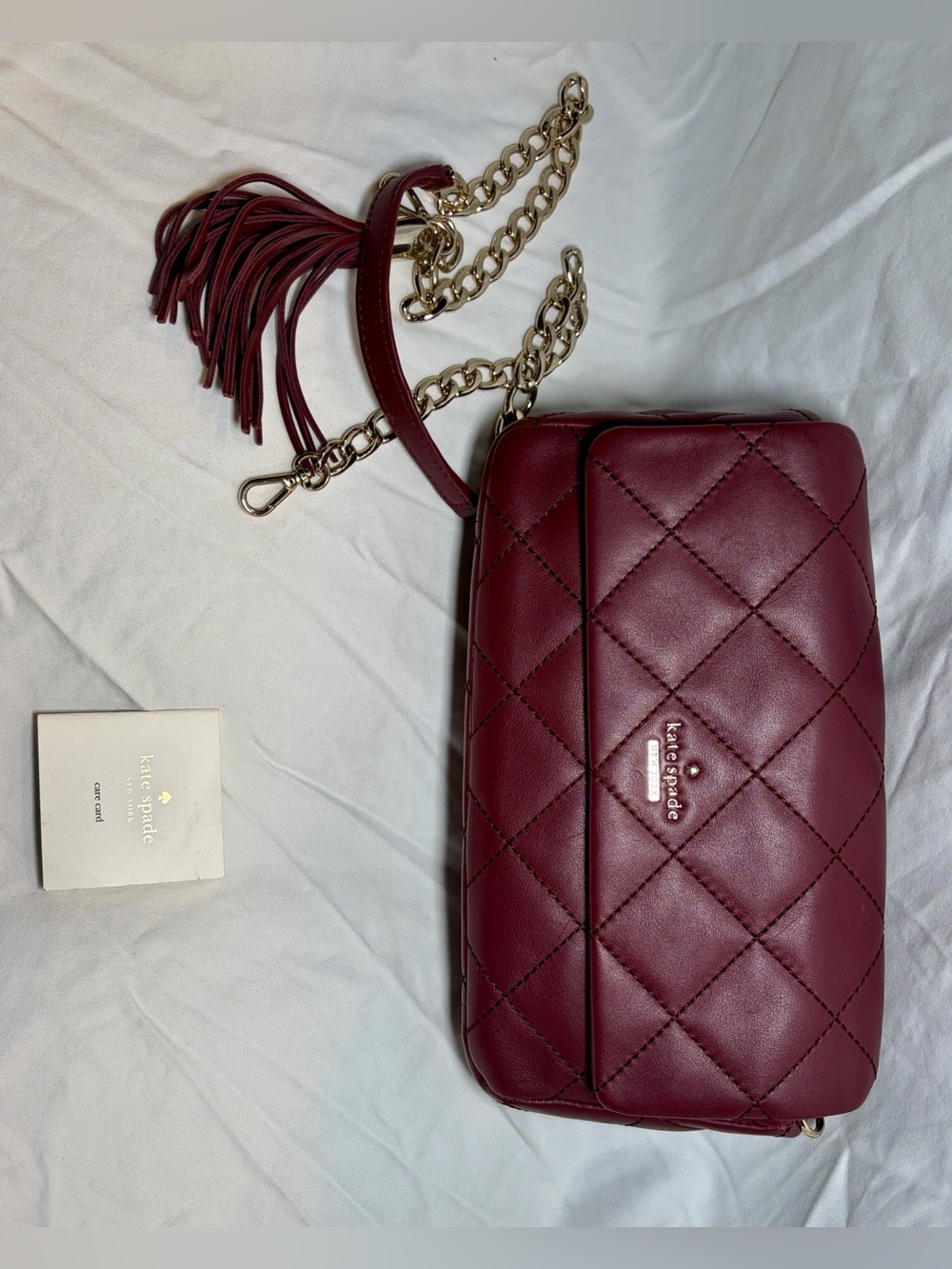 Kate Spade Quilted Shoulder Bag in Wine